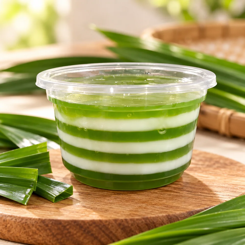 Hũ rau câu lá dứa xanh và trắng nhiều lớp